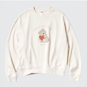 Uniqlo mofusand Teddy Meow Cat Crew Neck Sweatshirt Cream Size Small Anime Cute